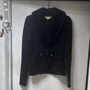 MICHAEL Michael Kors Black Blazer with Fur Collar